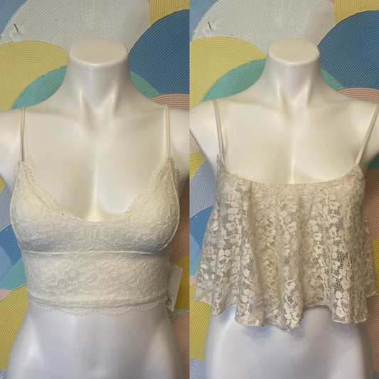 Bundle white crop tops new with tag lace pretty little layers and Kirra