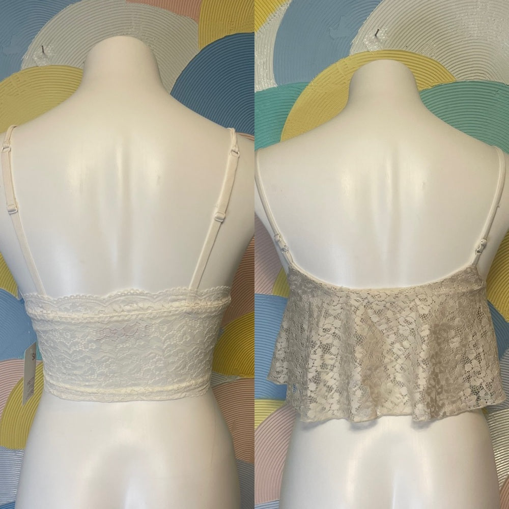 Bundle white crop tops new with tag lace pretty little layers and Kirra
