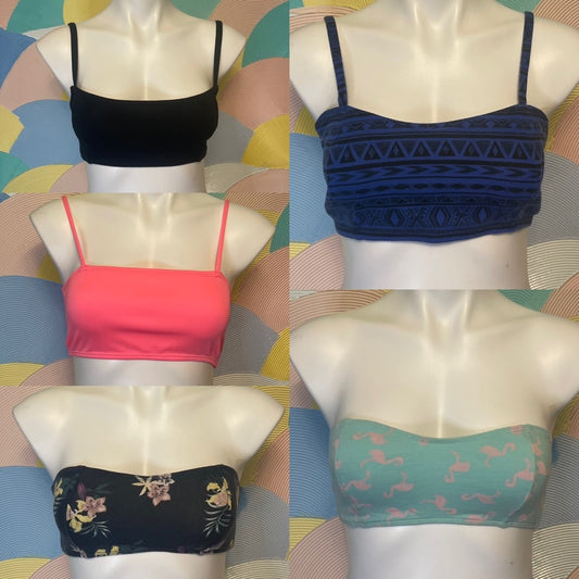 Bundle deal! 5 Bralettes! PAC sun& other brands straps tube top flower flamingos