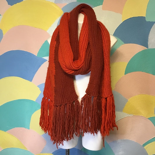 Knitted long Scarf color orange and maroon