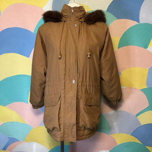 Vintage Jacqueline ferrar REAL Fox tail fur winter coat size Small
