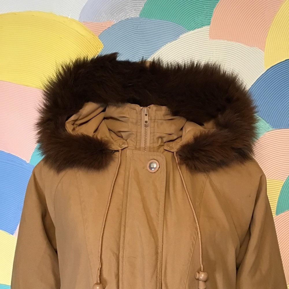 Vintage Jacqueline ferrar REAL Fox tail fur winter coat size Small