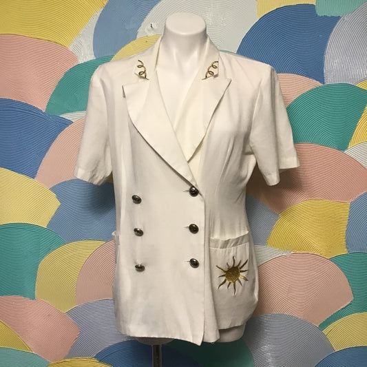 Plaza south white and gold blazer size 12