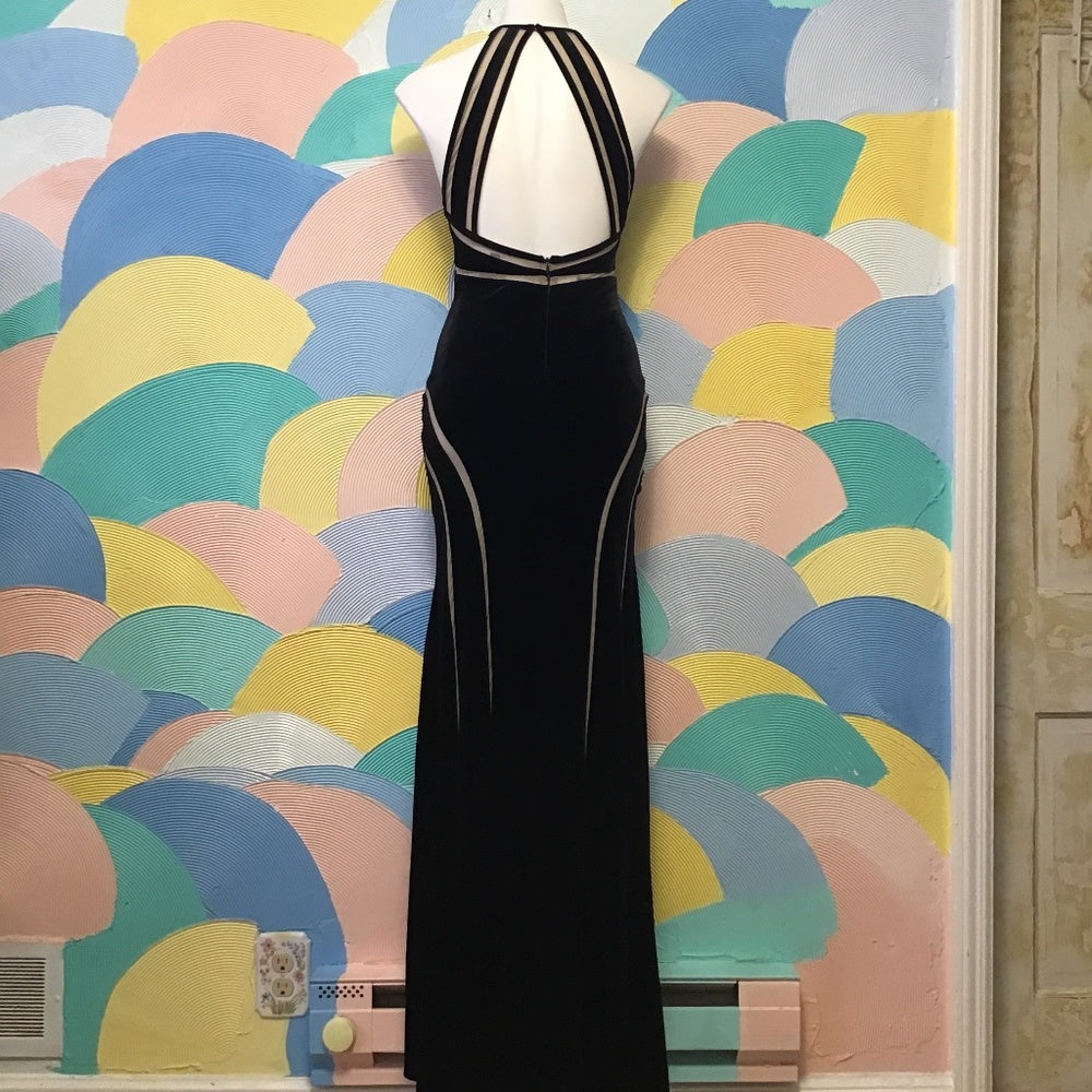 Prom velvet Xscape black dress size 2