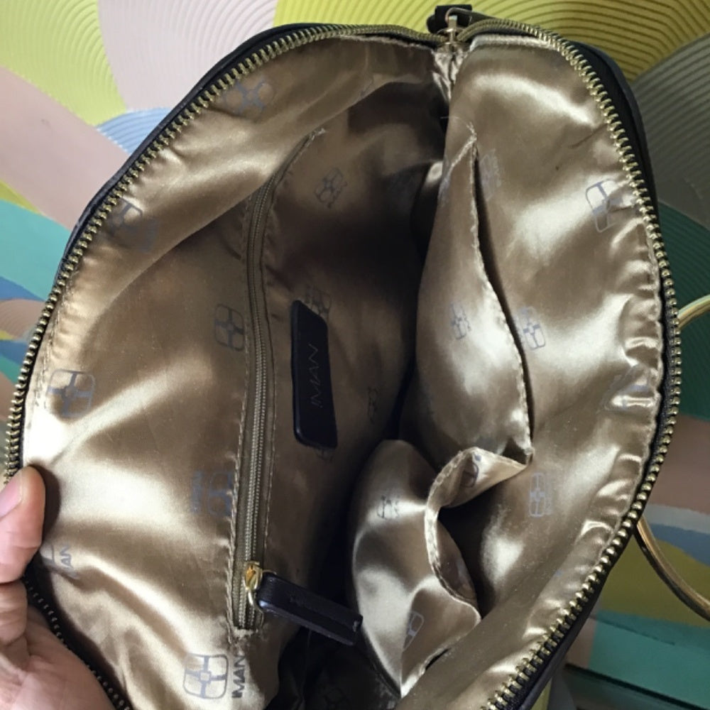 IMAN brown with gold handbag satchel