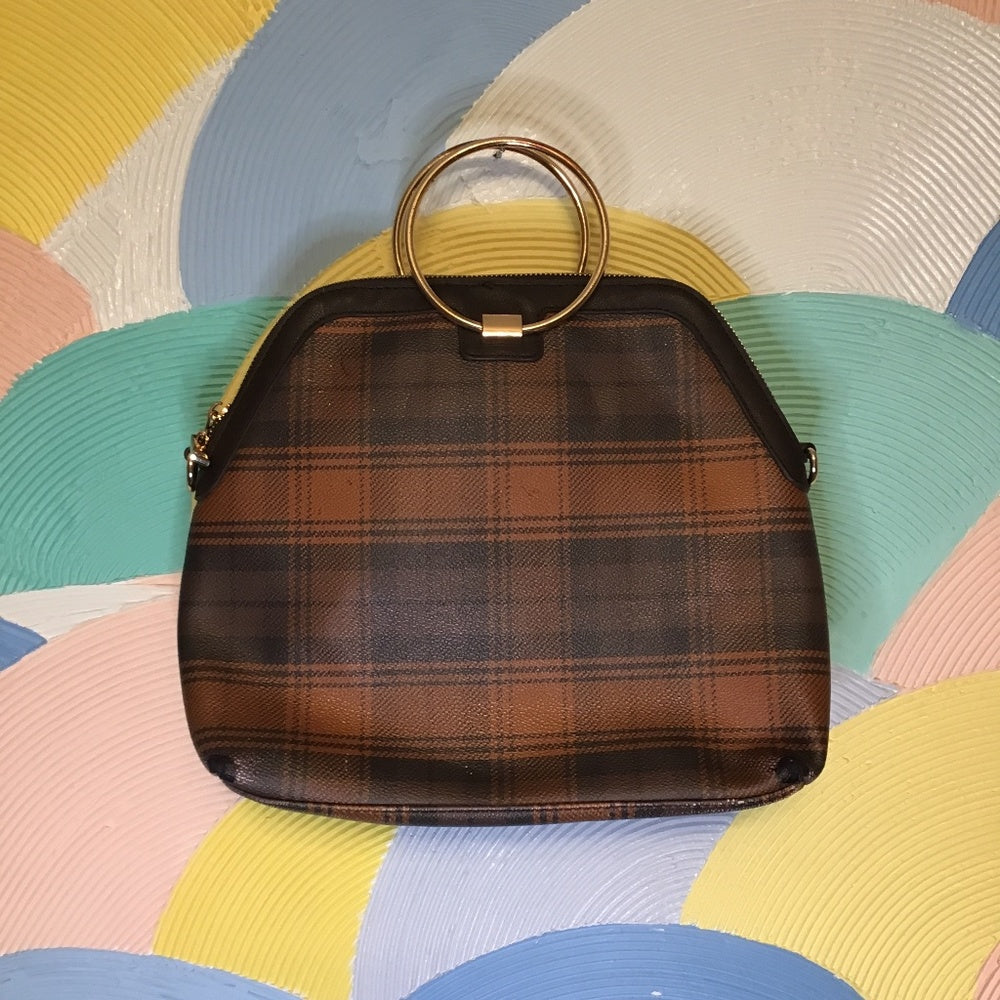 IMAN brown with gold handbag satchel