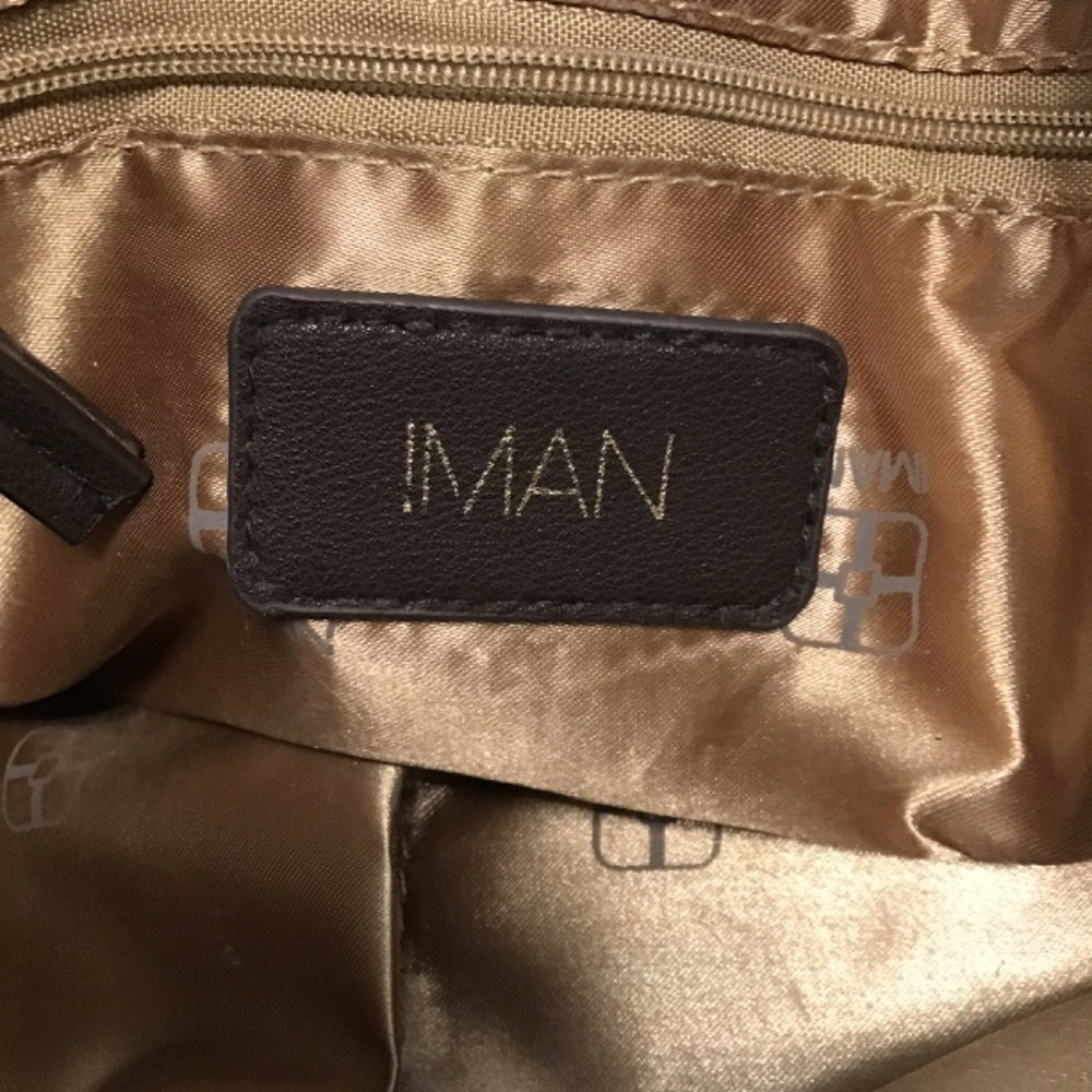 IMAN brown with gold handbag satchel