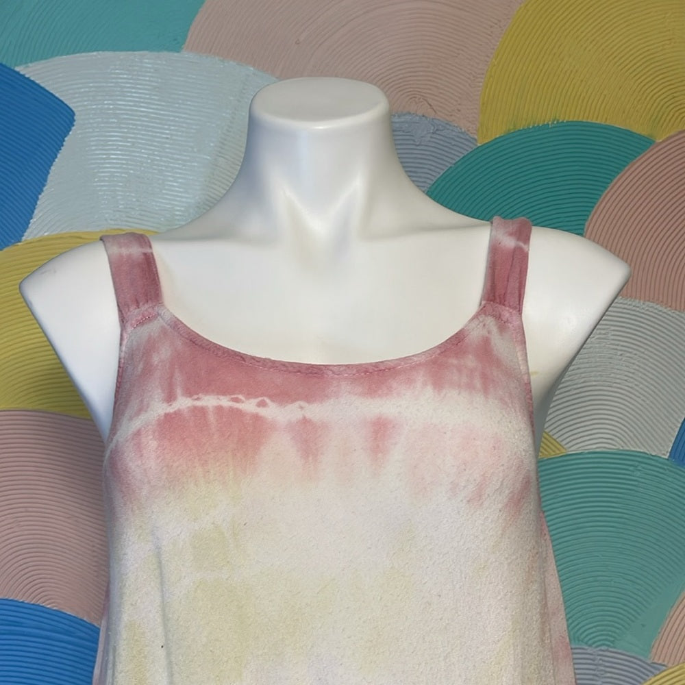 Long maxi, tie-dye cotton hippie dress, cascading, length large maternity