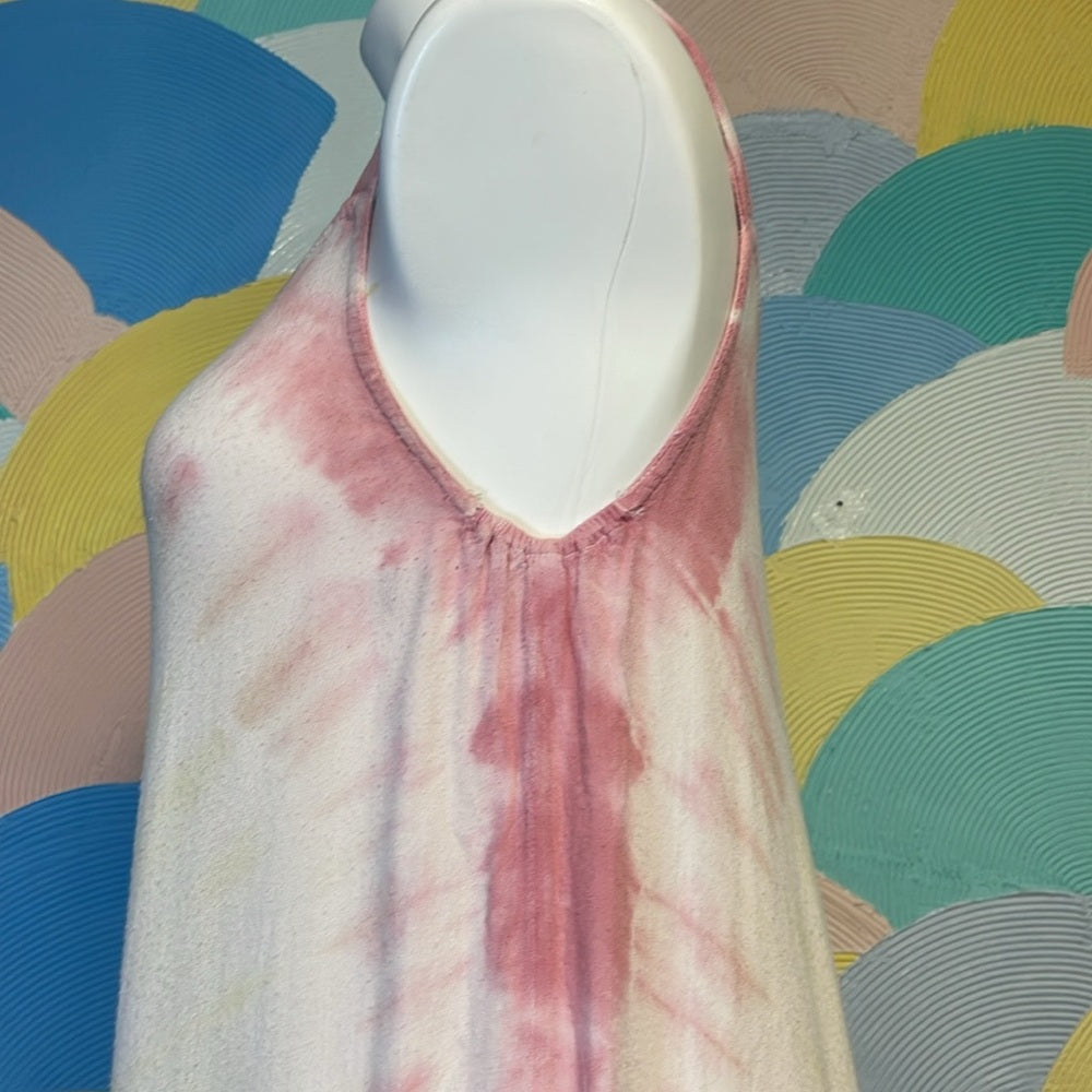 Long maxi, tie-dye cotton hippie dress, cascading, length large maternity