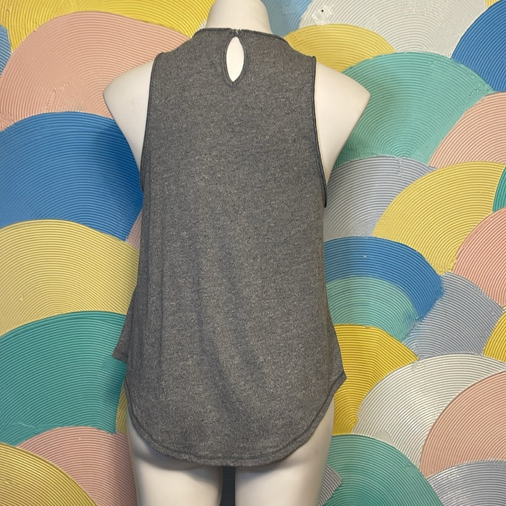Abercrombie fitch xS gray tank top embellished neck pearls rhinestones  flowers