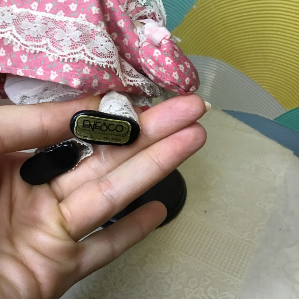 Enesco designed giftware sri lanka Porcelain doll hand painted face pink flower