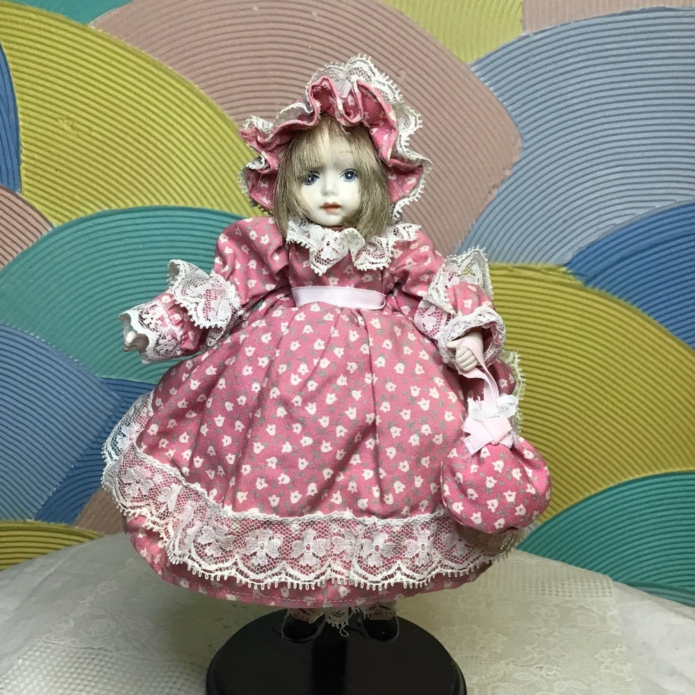 Enesco designed giftware sri lanka Porcelain doll hand painted face pink flower