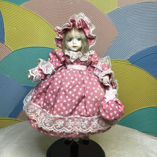 Enesco designed giftware sri lanka Porcelain doll hand painted face pink flower
