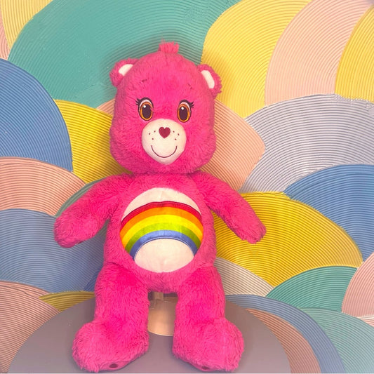 Build A Bear BABW 18" Pink Cheer Care Bears Rainbow Stuffed Animal Plush RARE