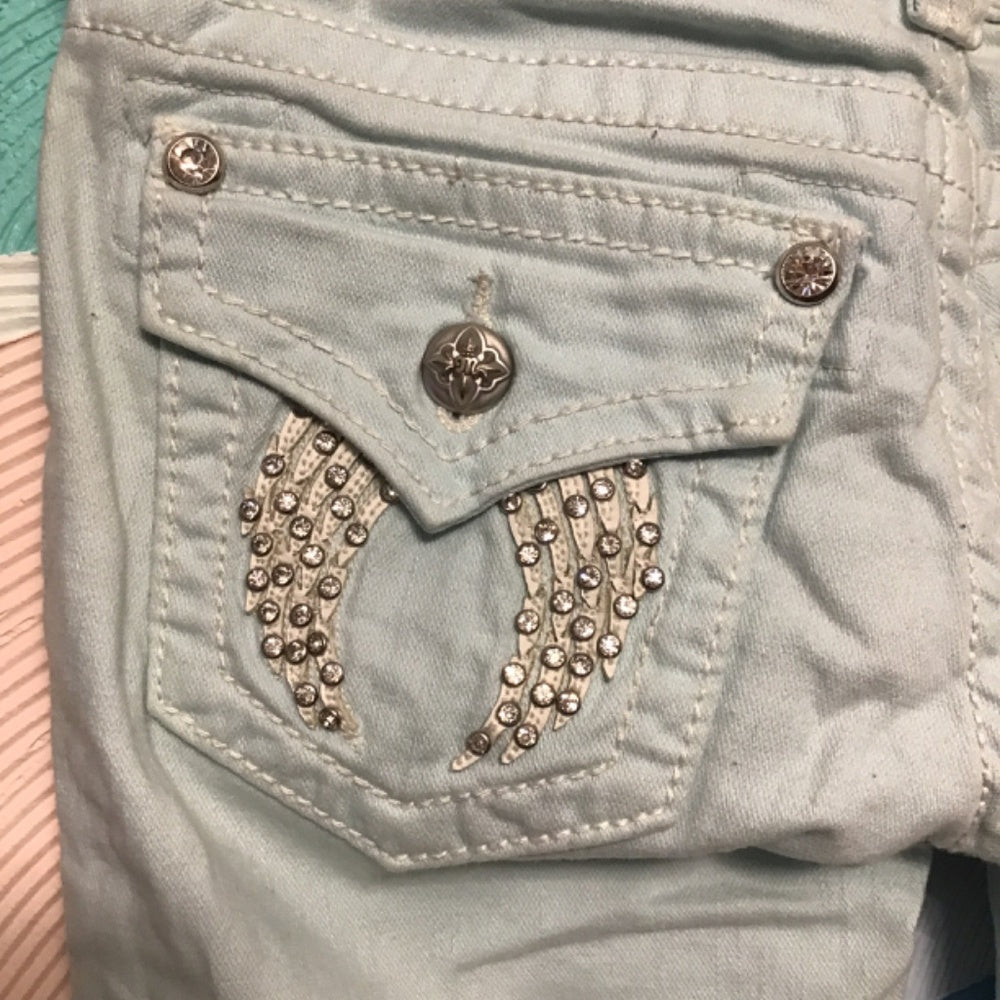 Miss Me skinny Izzy blue jeans Sz 25 with rhinestones