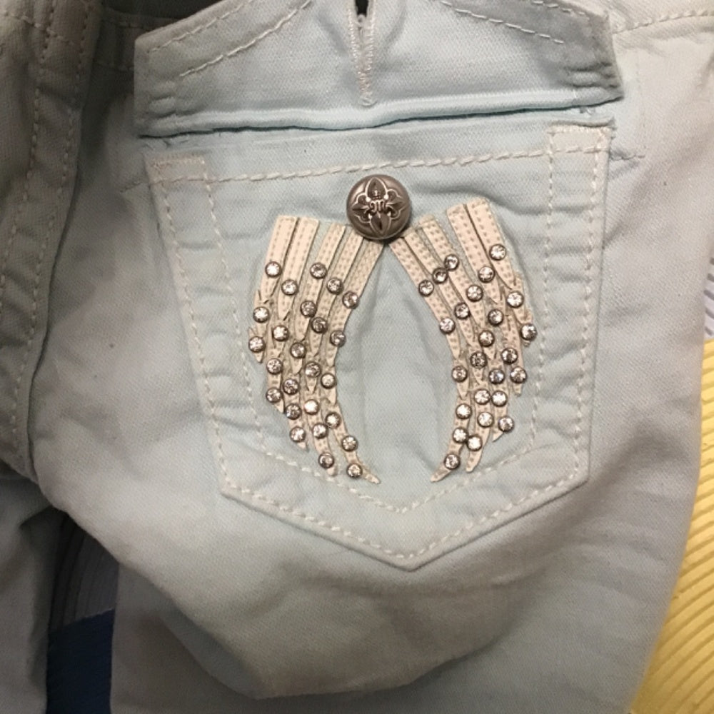 Miss Me skinny Izzy blue jeans Sz 25 with rhinestones