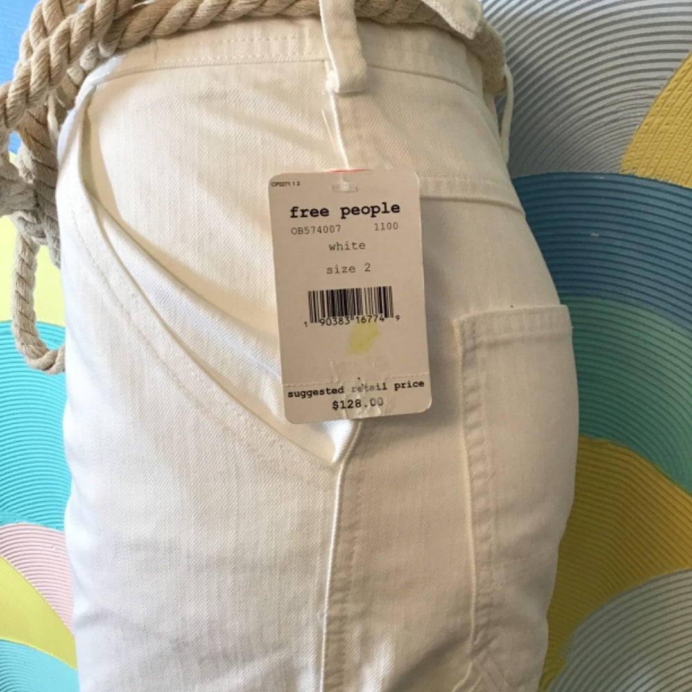 Free People white pants with rope string Sz 2