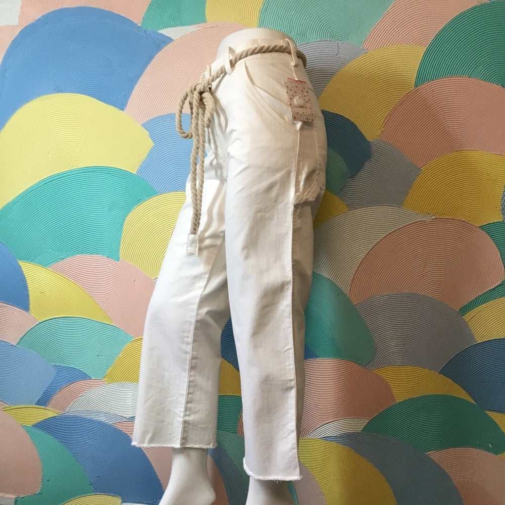 Free People white pants with rope string Sz 2