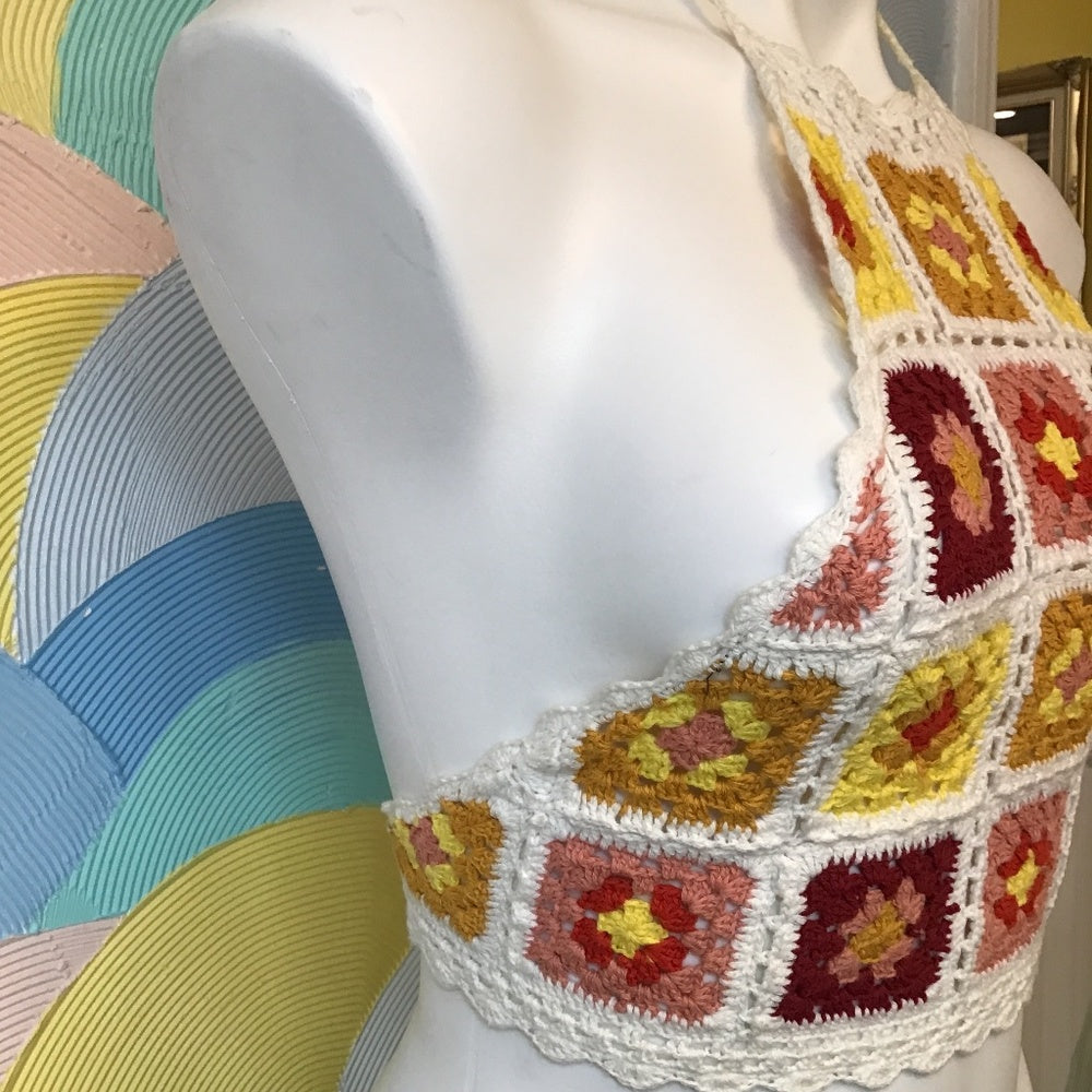 Beautiful Floral Knit Halter Top