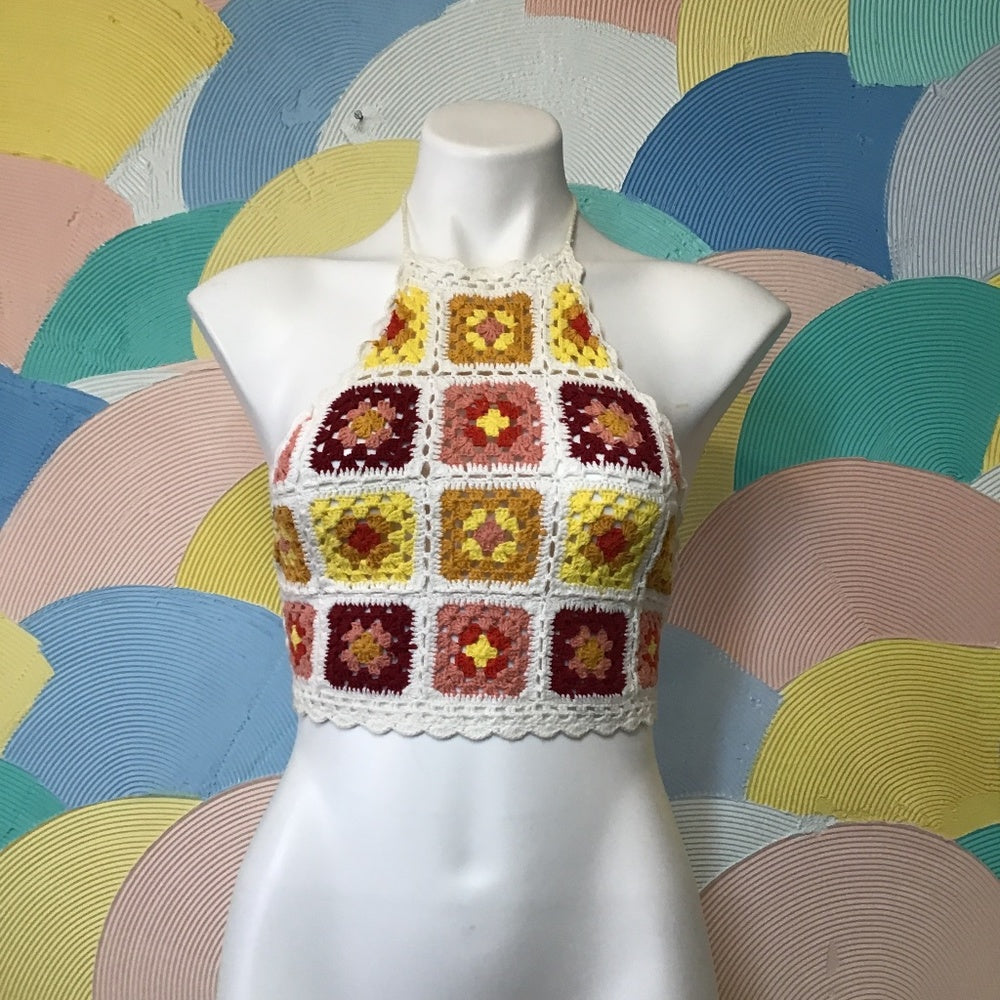 Beautiful Floral Knit Halter Top