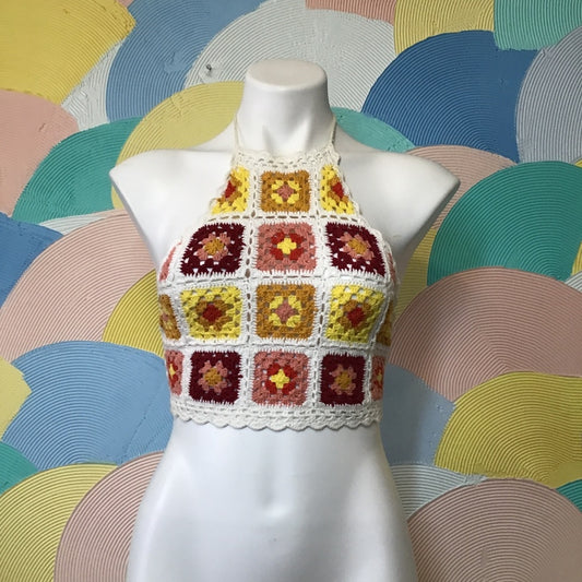 Beautiful Floral Knit Halter Top