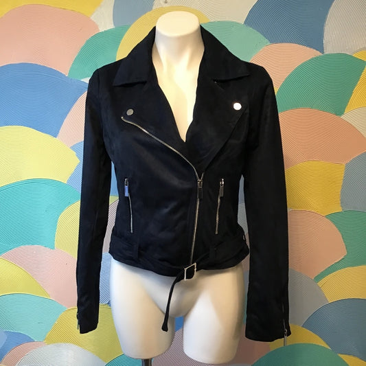 Wildflower dark blue suede zip up jacket Sz S