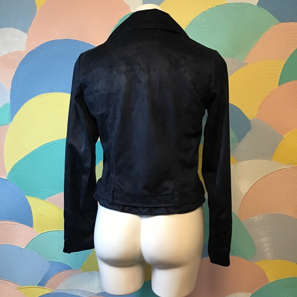 Wildflower dark blue suede zip up jacket Sz S