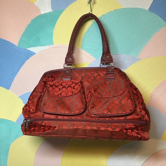 China town G travel bag red and maroon.