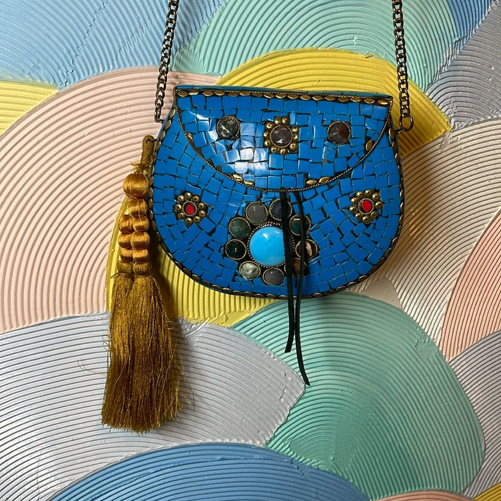 Sam Edelman RARE Metal Stone hard shell Purse