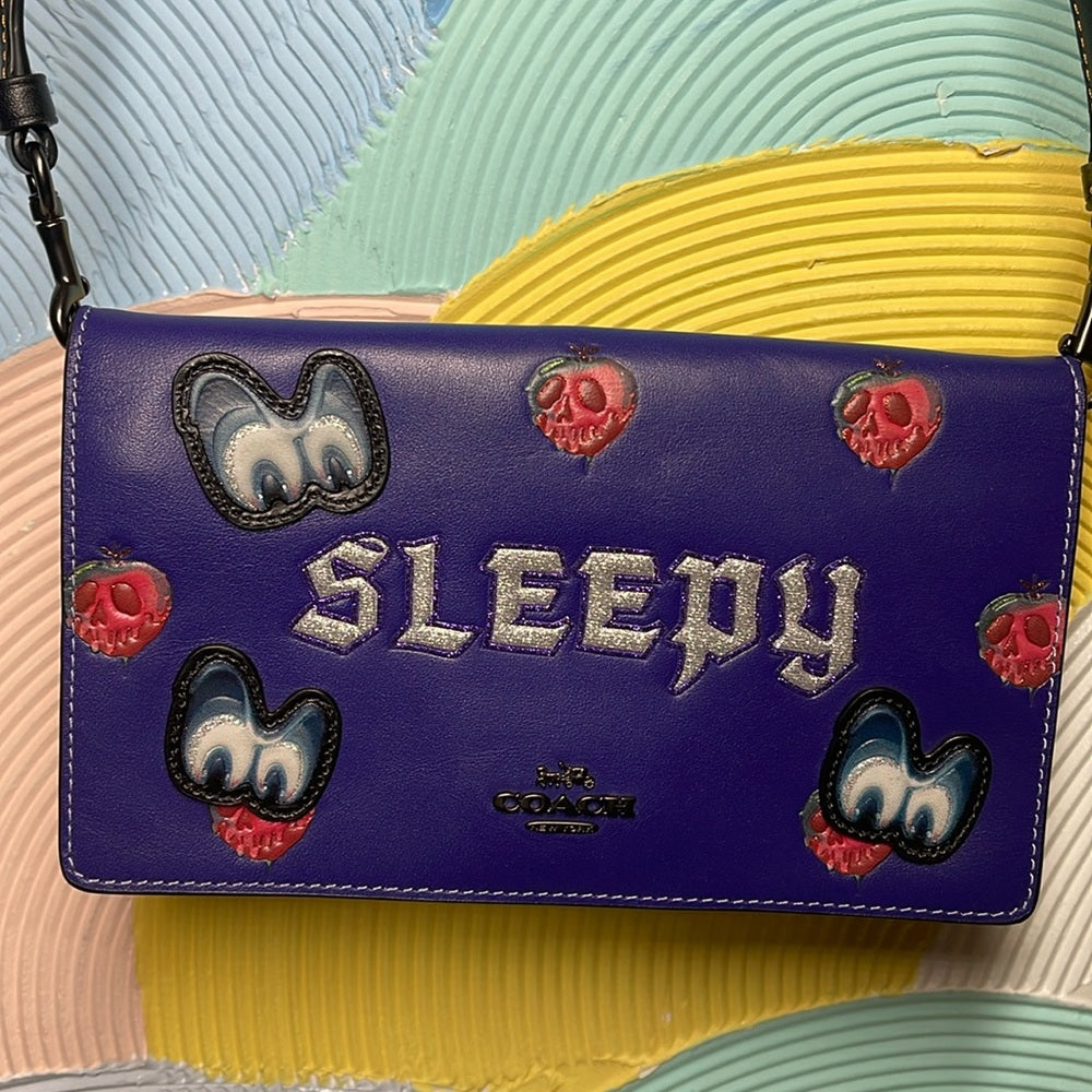 RARE Coach Disney A Dark Fairytale Leather Bag Snow White sparkly, sleepy apple