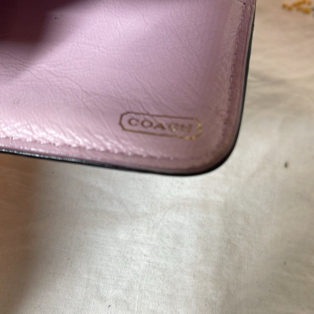 Vintage, coach, wallet, light pink inside black fabric on the outside  & leather