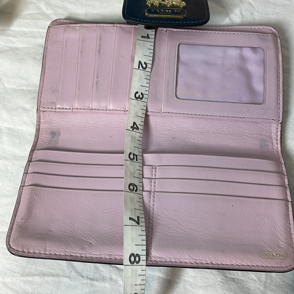 Vintage, coach, wallet, light pink inside black fabric on the outside  & leather