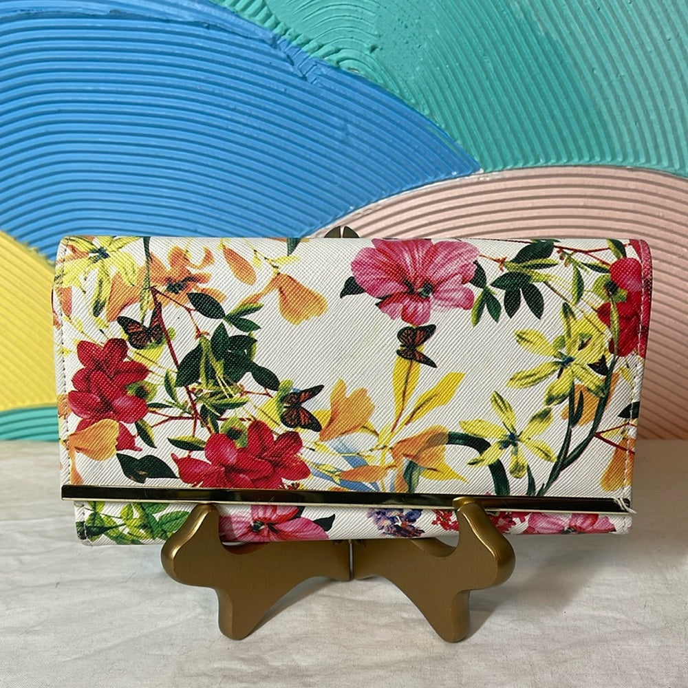 Safe keeper, wallet with butterflies, flowers, and gold features