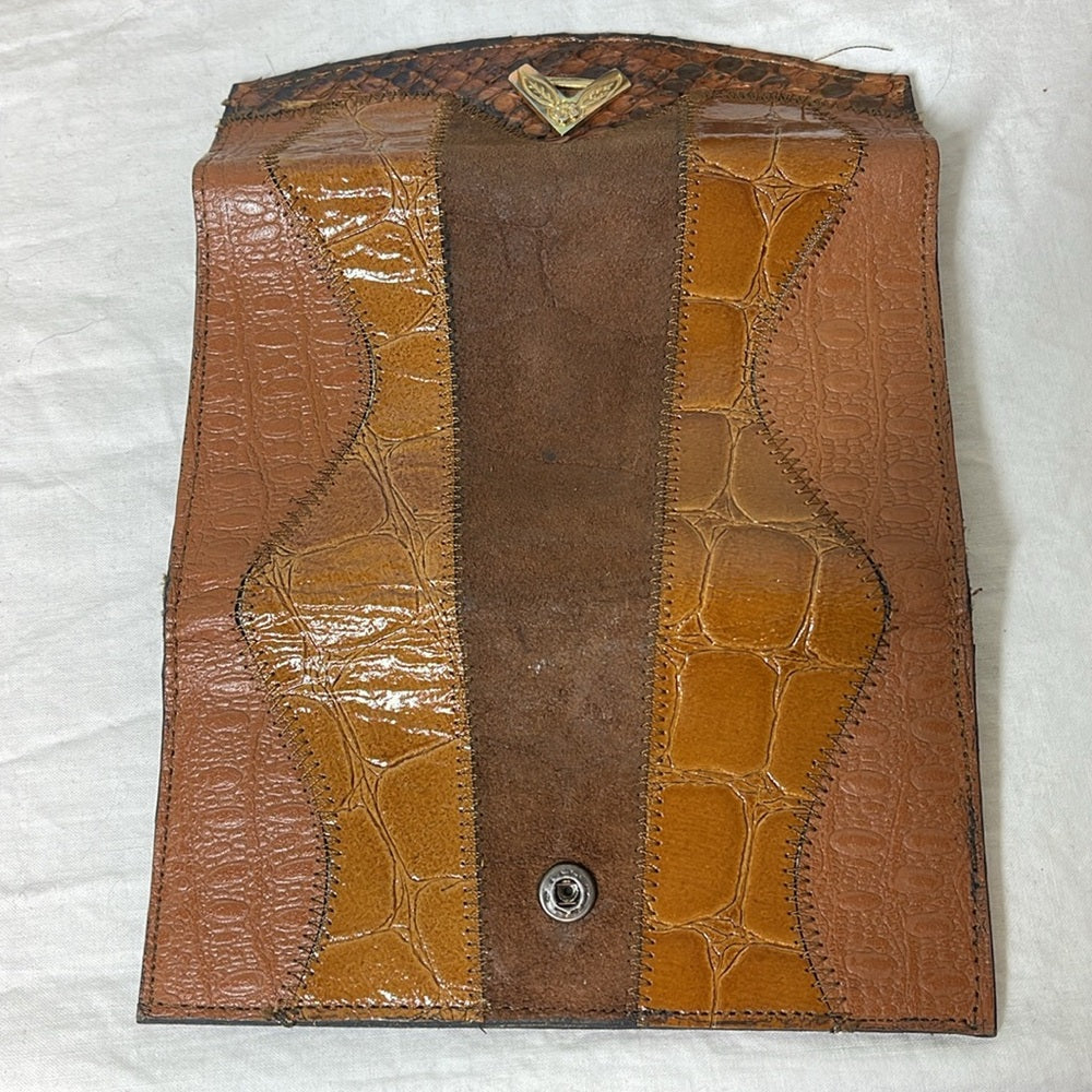 Vintage wallet with suede pho, alligator and snakeskin and gold bedazzle