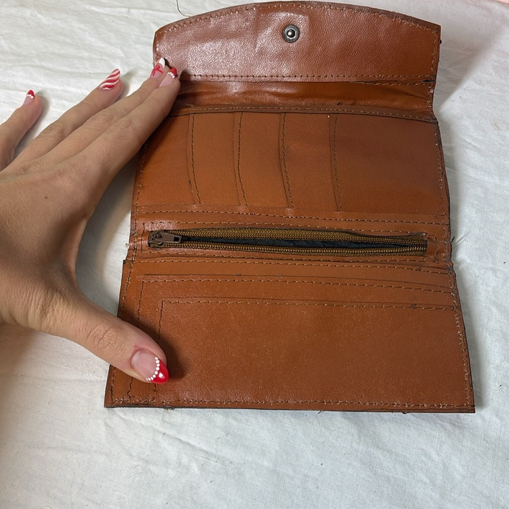 Vintage wallet with suede pho, alligator and snakeskin and gold bedazzle