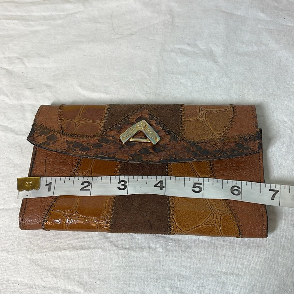 Vintage wallet with suede pho, alligator and snakeskin and gold bedazzle