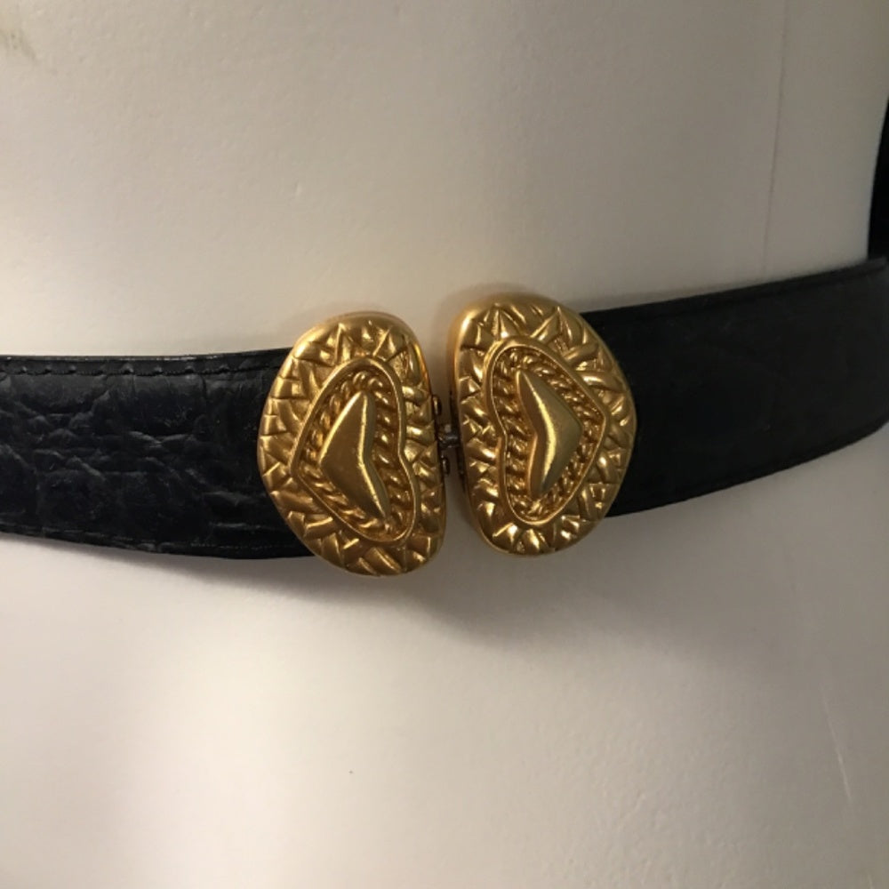 Woman gold hearts belt faux leather