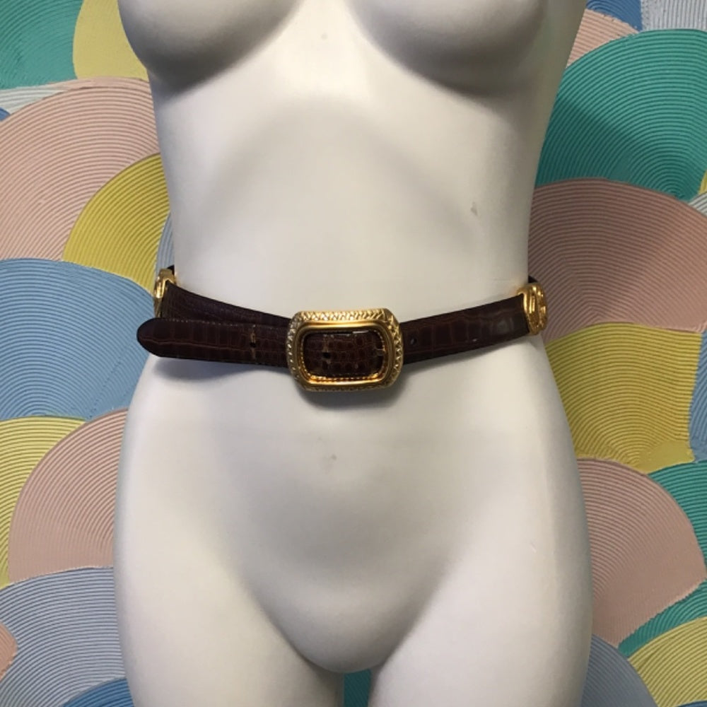 Woman gold hearts belt faux leather