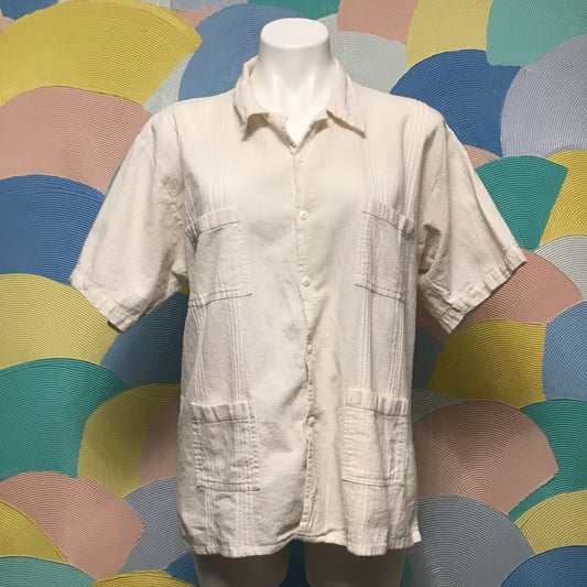 100% linen man shirt sleeve shrit size M