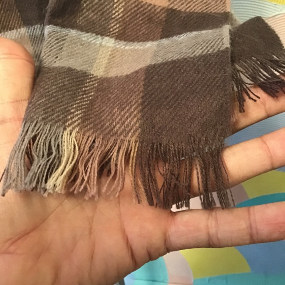 Courtelle Scarf Made in France 🇫🇷 brown plaid 58” long
