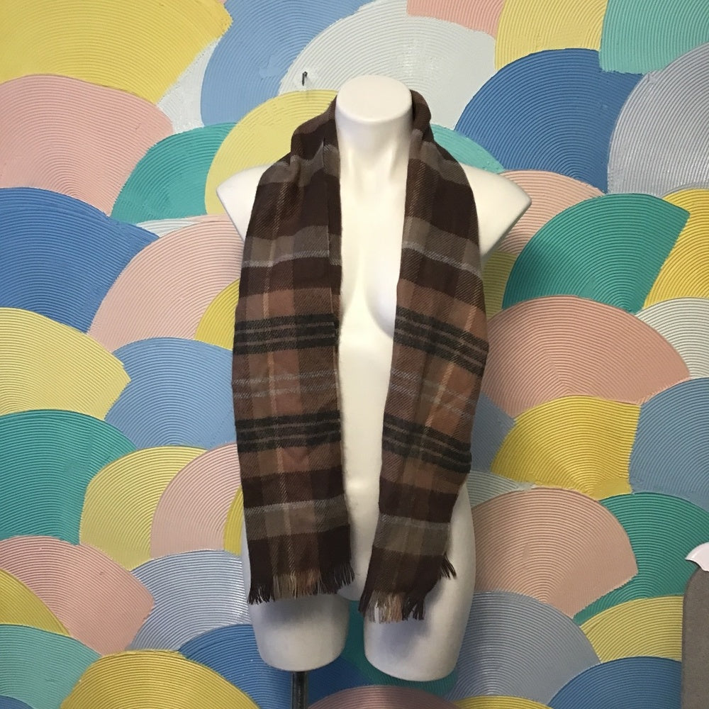Courtelle Scarf Made in France 🇫🇷 brown plaid 58” long