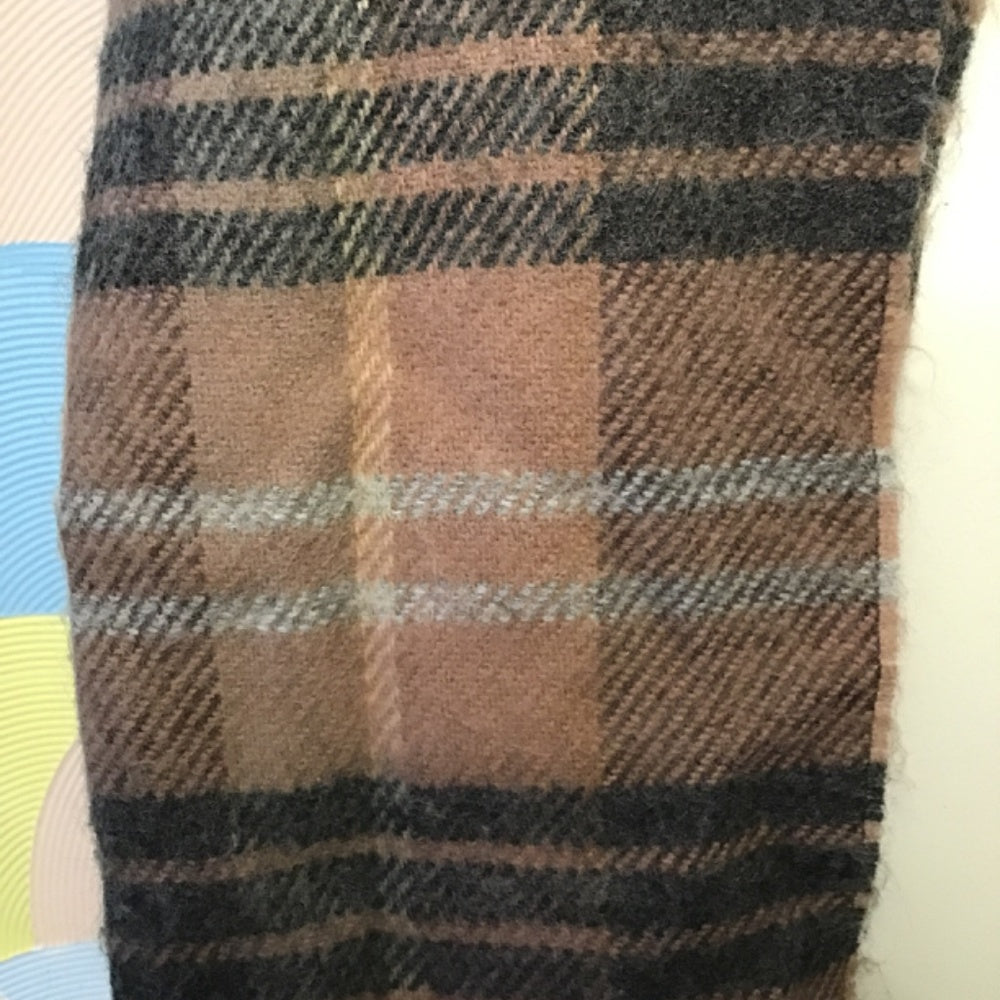Courtelle Scarf Made in France 🇫🇷 brown plaid 58” long