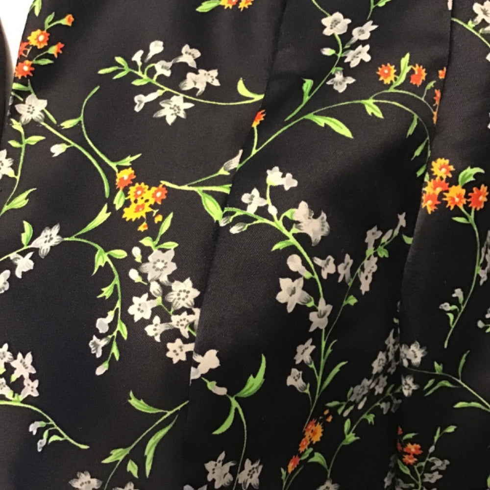 Hand made 2 piece Long sleeve Floral shirt with long skirt color black