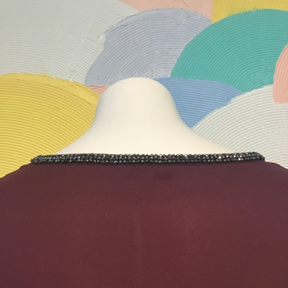 Juicy Couture maroon long sleeve neck rhinestones shirt size M