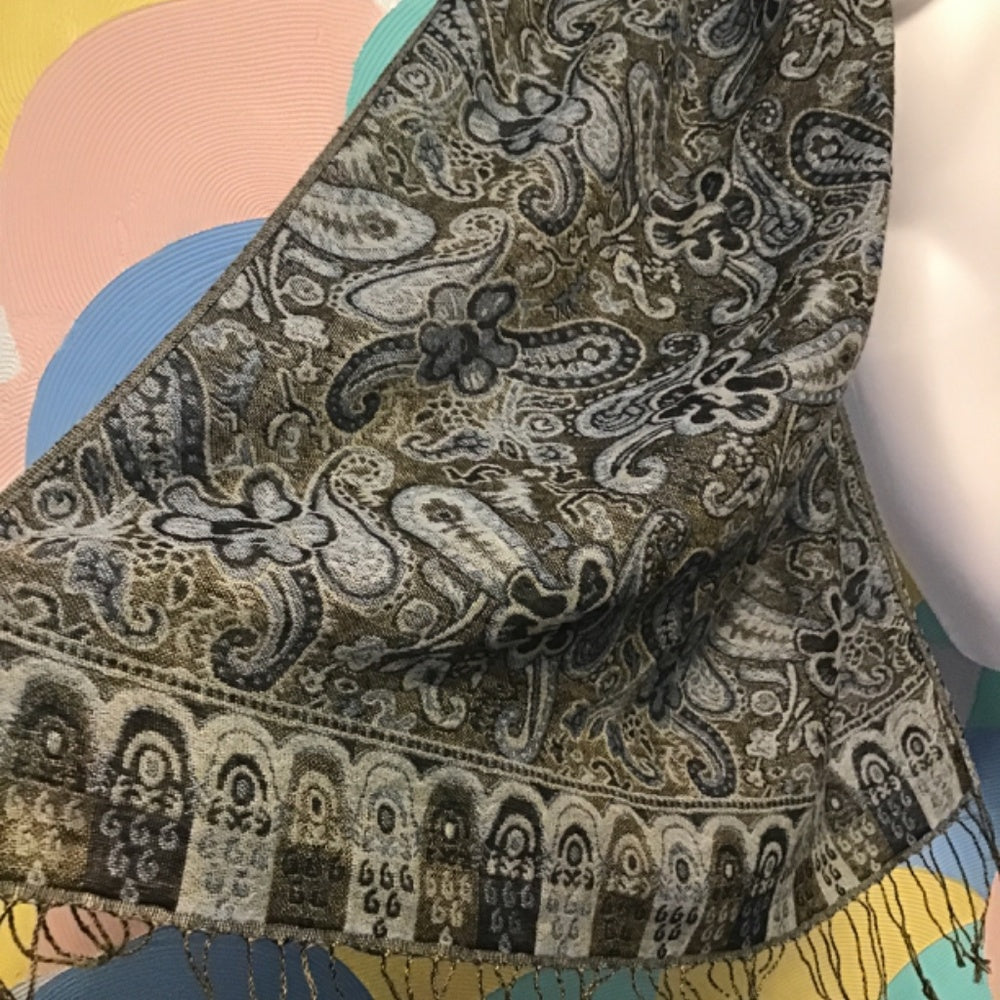 Pashmina 26X72 color blue yellow and black