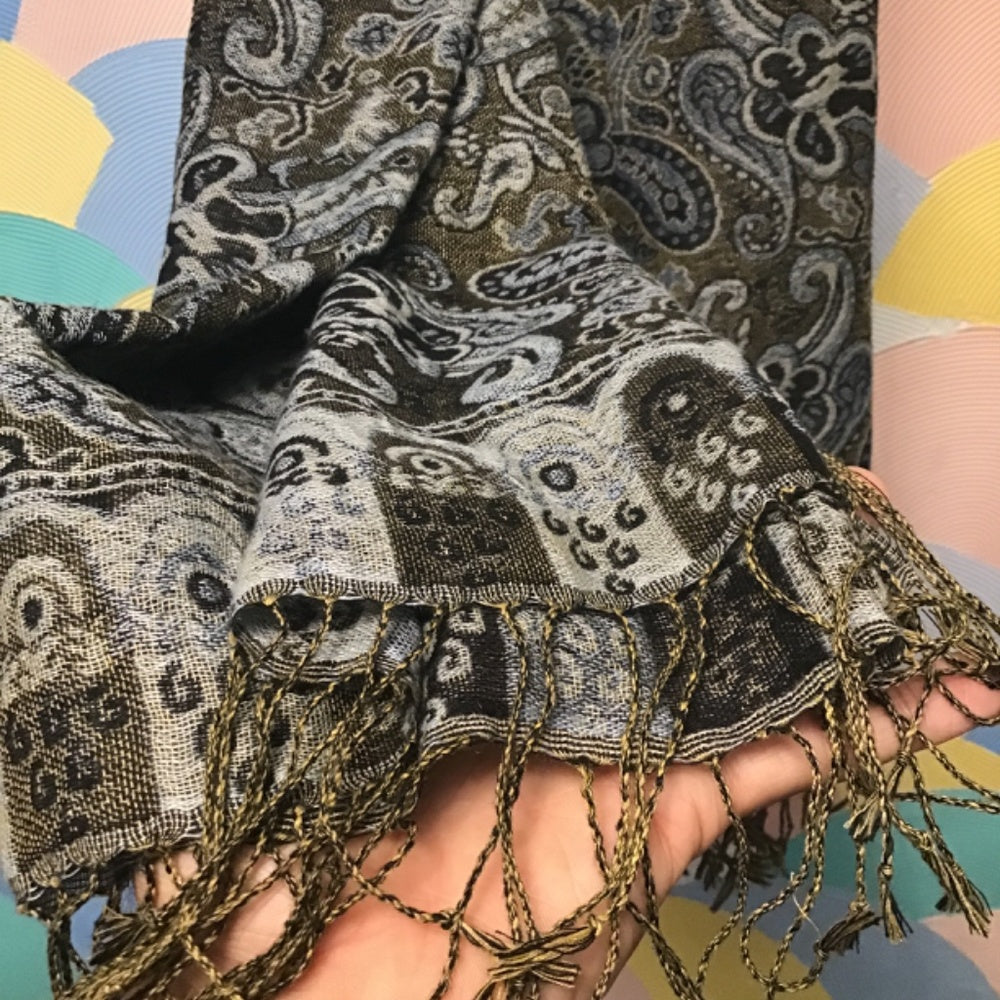 Pashmina 26X72 color blue yellow and black