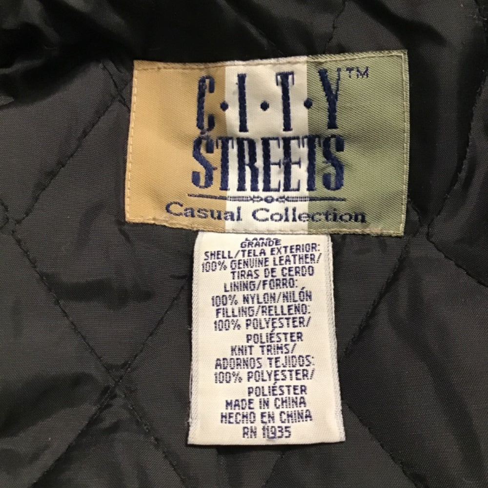 Vintage City Streets casual collection black leather jacket L