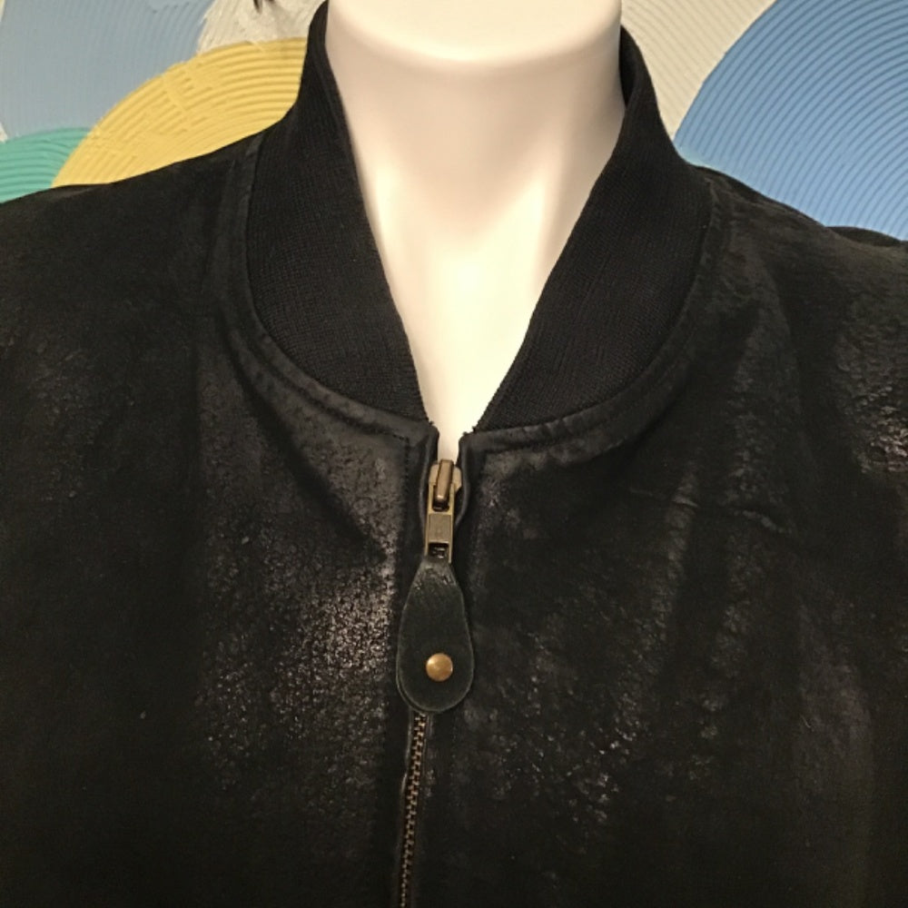 Vintage City Streets casual collection black leather jacket L