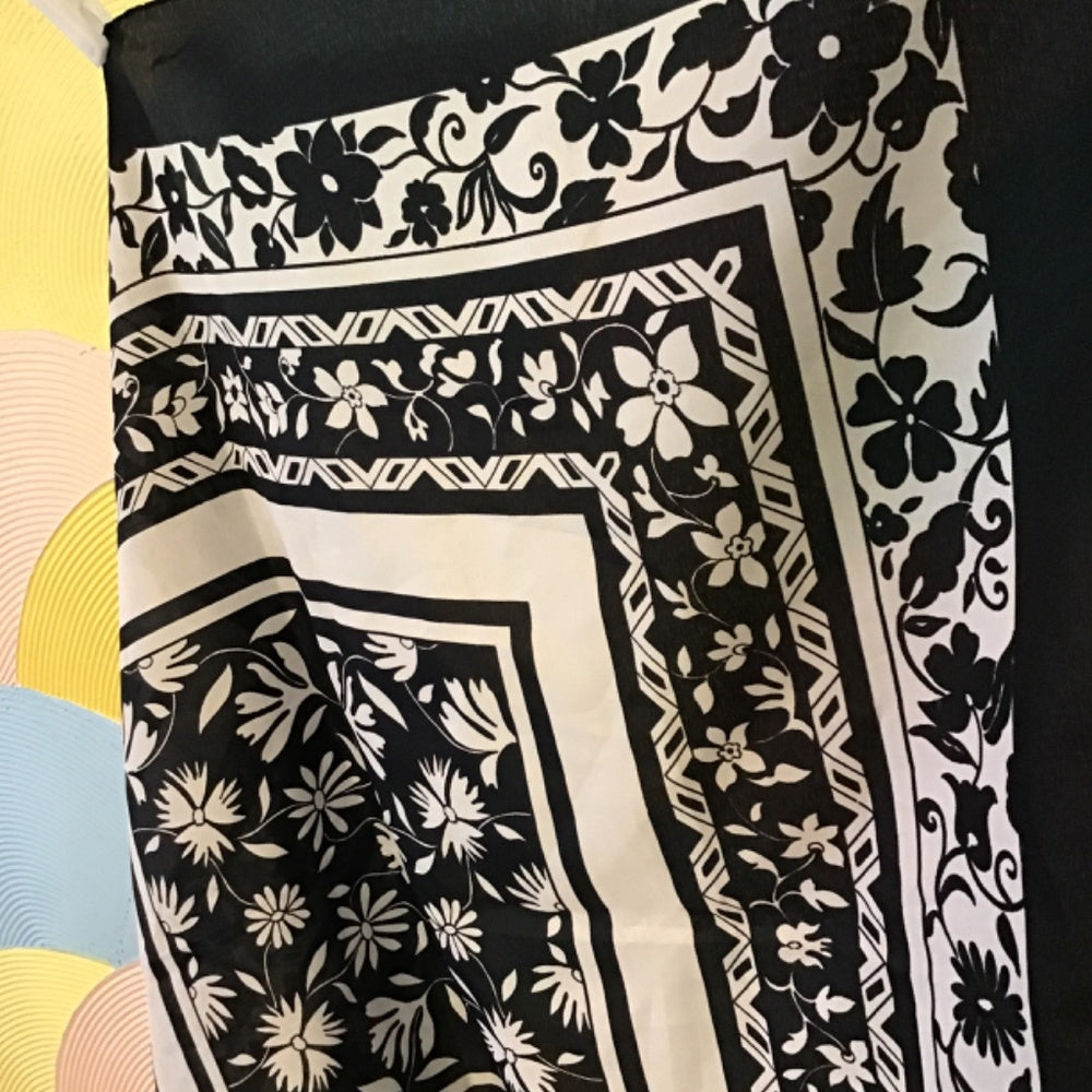 Made in Italy floral black & white scarf