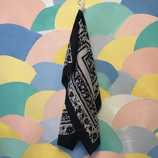 Made in Italy floral black & white scarf